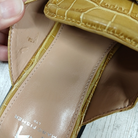 NEW Marc Fisher Ltd Flyta Croc Embossed Yellow Leather Square Toe Loafer #511 - Picture 9 of 13